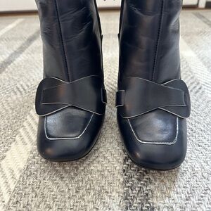 Tory Burch Bond Booties, Navy Leather with White Trim, 8 1/2
